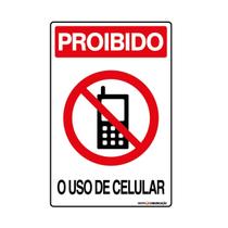 Placa De Sinalização Proibido O Uso De Celular 20x30 Qi Comunicação - S-228 Q1a