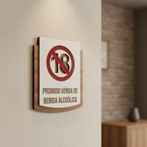 Placa de Sinalização Proibido venda para menores MDF Alto Relevo 15x13cm Para Porta Placa de Sinalização Proibido venda para menores MDF Alto Relevo 15x13cm Para Porta