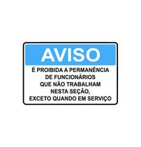 Placa De Sinalização Pvc É Proibido A Permanência De Funcion