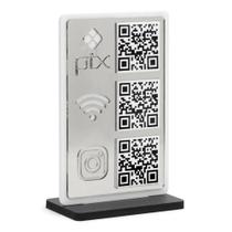 Placa de Sinalização QR Code Prata em Acrílico 10x15cm