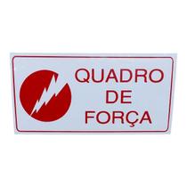 Placa de Sinalização quadro de força 10x20 cm letra vermelha