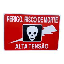 Placa DE Sinalização RISCO DE MORTE ALTA TENSÃO 20 X 30 CM