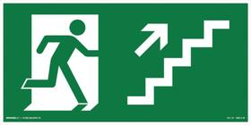Placa de Sinalização S11 Rota de Fuga Saída Escada Acima Direita - Fotoluminescente