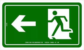 Placa de Sinalização S2 - Emergência Saída à Esquerda com Seta Fotoluminescente