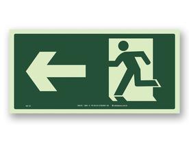 Placa de Sinalização S2 Rota de Fuga Saída Esquerda - Fotoluminescente