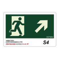 Placa de Sinalização S4 Rota de Fuga Saída Diagonal Acima Direita - Fotoluminescente