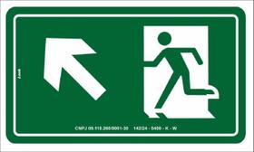 Placa de Sinalização S5 - Saída Acima à Esquerda Fotoluminescente Rota de Fuga 15x25cm PS