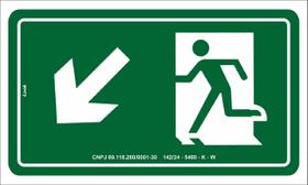 Placa de Sinalização S7 Saída de Emergência à Esquerda Descendo 15x25cm