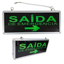 Placa De Sinalizaçao Saida Emergencia Led Dupla Face Lampada Luz Iluminaçao Empresa Predio Condominio Casa Loja