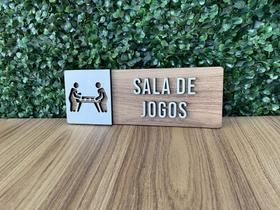 Placa de sinalização Sala de Jogos em mdf