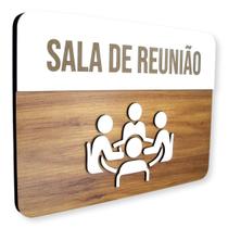 Placa De Sinalização Sala de Reunião - MDF 30x21cm