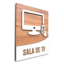 Placa De Sinalização Sala de TV - MDF 18x14cm