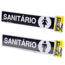 Placa De Sinalização Sanitário Feminino e Masculino Preto