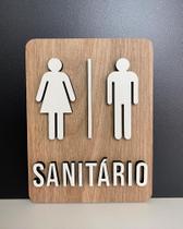 Placa de sinalização Sanitário Masculino e Feminino em MDF Placa de sinalização Sanitário Masculino e Feminino em MDF