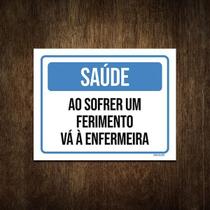 Placa De Sinalização Saúde Sofrer Ferimento Enfermaria 27X35