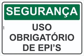 Placa de Sinalização - Segurança: Uso Obrigatório de EPI - Equipamento de Proteção Individual em PS (Poliestireno)