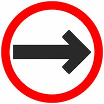 Placa de Sinalização Sentido Obrigatório redonda 45x45cm P064