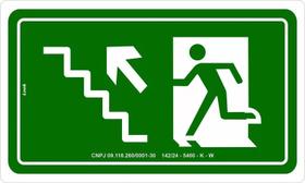 Placa de Sinalização Sobe à Esquerda S10 Escada de Emergência Fotoluminescente 15x25 cm