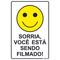 Placa de Sinalização Sorria Você Está Sendo Filmado 2 Placa de Sinalização Sorria Você Está Sendo Filmado 2