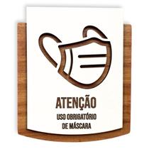 Placa De Sinalização Uso de Máscara - MDF 15x13cm Placa De Sinalização Uso de Máscara - MDF 15x13cm