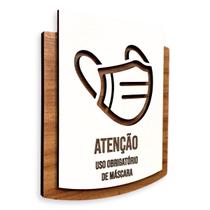 Placa De Sinalização Uso de Máscara - MDF 15x13cm