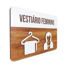 Placa De Sinalização Vestiário Feminino - MDF 30x21cm