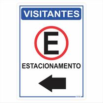 Placa de Sinalização Visitantes Estacionamento á Esquerda