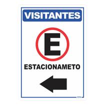 Placa de Sinalização Visitantes Estacionamento á Esquerda