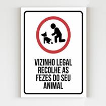 Placa de sinalização vizinho legal recolhe fezes do cachorro