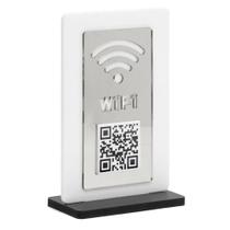Placa de Sinalização Wi-Fi em Acrílico com QR Code Prata