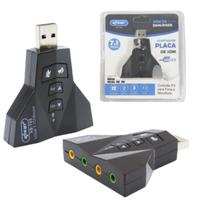 Placa de Som Externa USB 7.1 Dupla Adaptador Audio Headset Ideal Para Virtual DJ Usar 2 Fones P2 P3