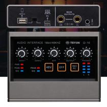 Placa De Som Interface de Áudio Profissional Mesa de Som Q-16 USB Mixer De Áudio Gravação - Vedo