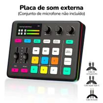 Placa de Som Profissional VEDO Ao Vivo com Efeitos DJ, Trocador de Voz e 48V Phantom