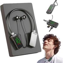 Placa de som sem fio, fones de ouvido de transmissão ao vivo, placa de som sem fio, fones de ouvido para transmissão ao vivo e edição de áudio, fones de ouvido Bluetooth com faixa de pescoço à prova d'água com display, canto adequado (preto)