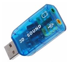 Placa De Som Usb 5.1 Canais Notebook Pc 3D Adaptador Audio - Vil
