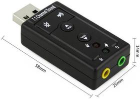 Placa de Som USB 7.1 Adaptador de Fone e Microfone Áudio Stereo 2 Placa de Som USB 7.1 Adaptador de Fone e Microfone Áudio Stereo 2