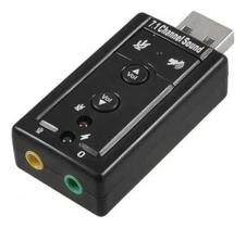 Placa De Som Usb 7.1 Canais Adaptador Audio Fone De Ouvido Placa De Som Usb 7.1 Canais Adaptador Audio Fone De Ouvido