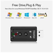 Placa De Som USB 7.1 Externa Adaptador Áudio P2 Fone Microfone Notebook PC Gamer Estéreo Full Placa De Som USB 7.1 Externa Adaptador Áudio P2 Fone Microfone Notebook PC Gamer Estéreo Full