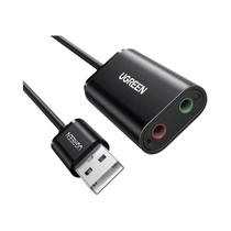 Placa De Som USB UGREEN Adaptador Externo De 3.5mm Interface De Áudio Para PS4 Laptop Computador