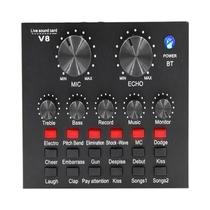 Placa De Som USB V8 Com Interface De Microfone Bluetooth Para Cantar Em PC E Celular