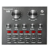 Placa de Som V8 Live Universal - Microfone para Streaming com Áudio de Alta Fidelidade