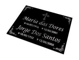 Placa de Túmulo 2 Pessoas Desenho Cruz 40x30 ACM Preta - Valdô Placas