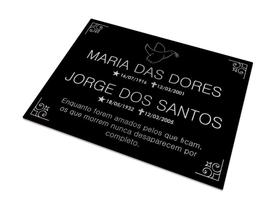 Placa de Túmulo 2 Pessoas Desenho Santo 40x30 ACM Preta - Valdô Placas