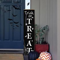 Placa de varanda de Halloween AOPEDRM de madeira vertical 20x80cm Placa de varanda de Halloween AOPEDRM de madeira vertical 20x80cm