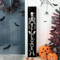 Placa de Varanda de Halloween JIOAXI - Caveira de Madeira (120cm)