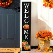 Placa de varanda de madeira ENCHAN Fall Pumpkin 120x20 cm Placa de varanda de madeira ENCHAN Fall Pumpkin 120x20 cm