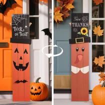Placa de varanda de madeira flangairy 100x24 cm Halloween e Ação de Graças Placa de varanda de madeira flangairy 100x24 cm Halloween e Ação de Graças