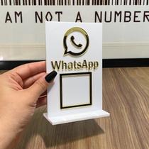 Placa de WhatsApp QrCode Para Mesa Balcão c/ base - Acrílico