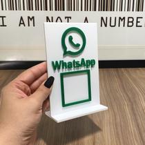 Placa de WhatsApp QrCode Para Mesa Balcão c/ base - Acrílico