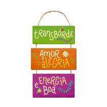 Placa Decor Adesivada Transborde Amor Alegria Energia Boa